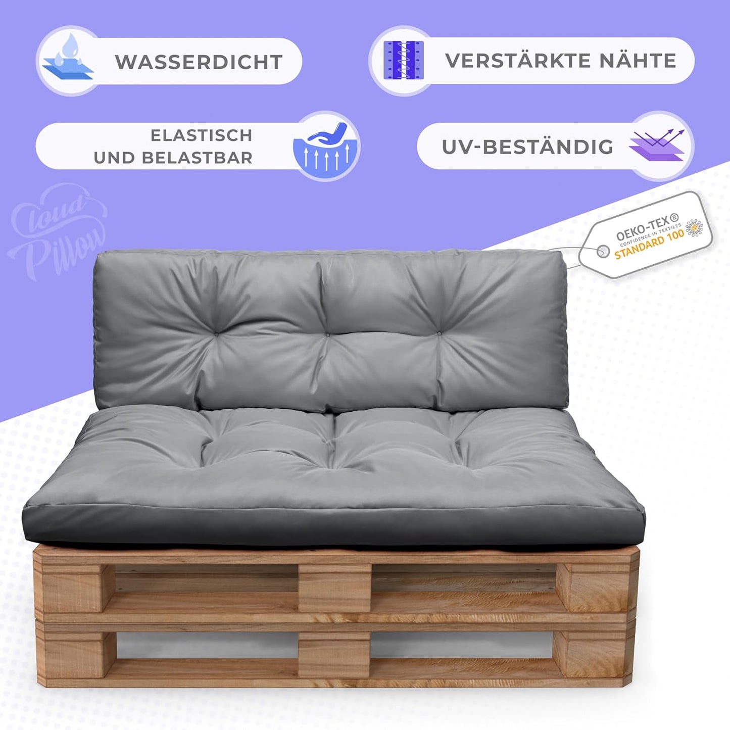 Cloud Pillow Palettenkissen Outdoor Wasserdicht 120 x 80 cm / 120 x 40 cm