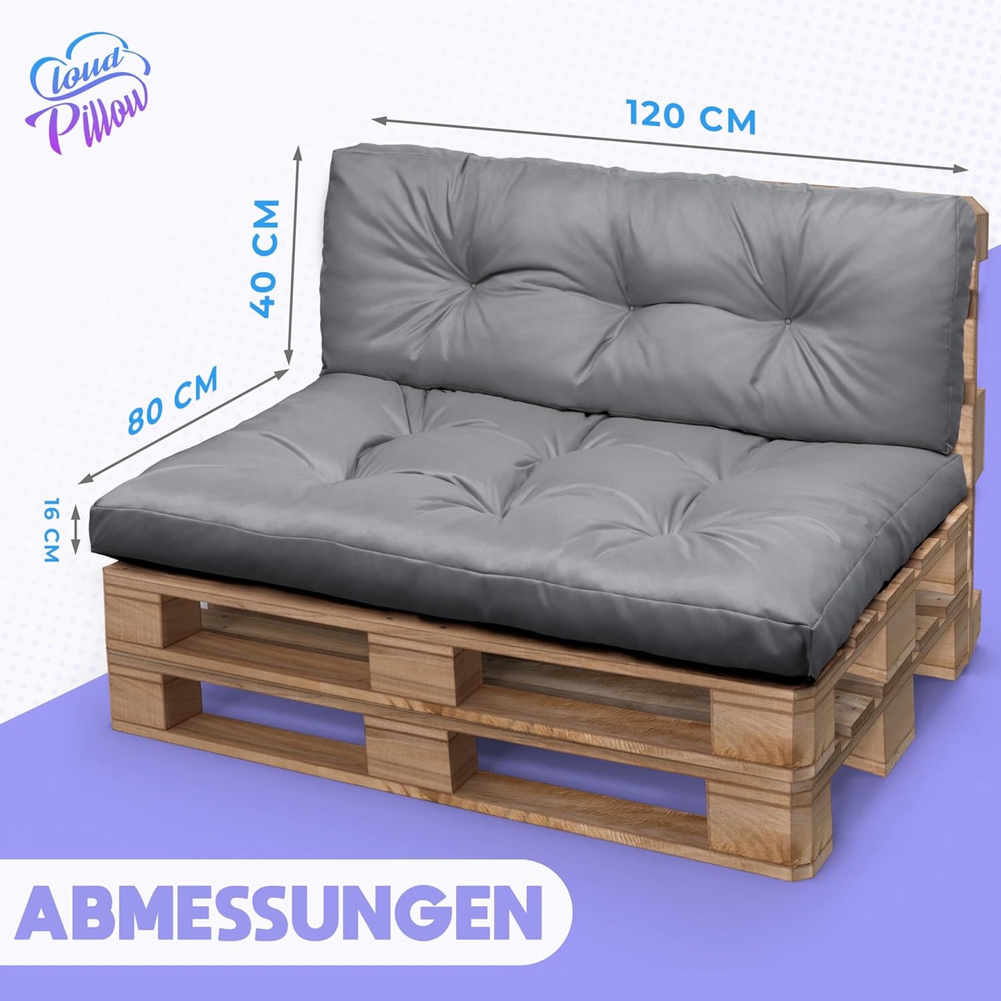 Cloud Pillow Palettenkissen Outdoor Wasserdicht 120 x 80 cm / 120 x 40 cm